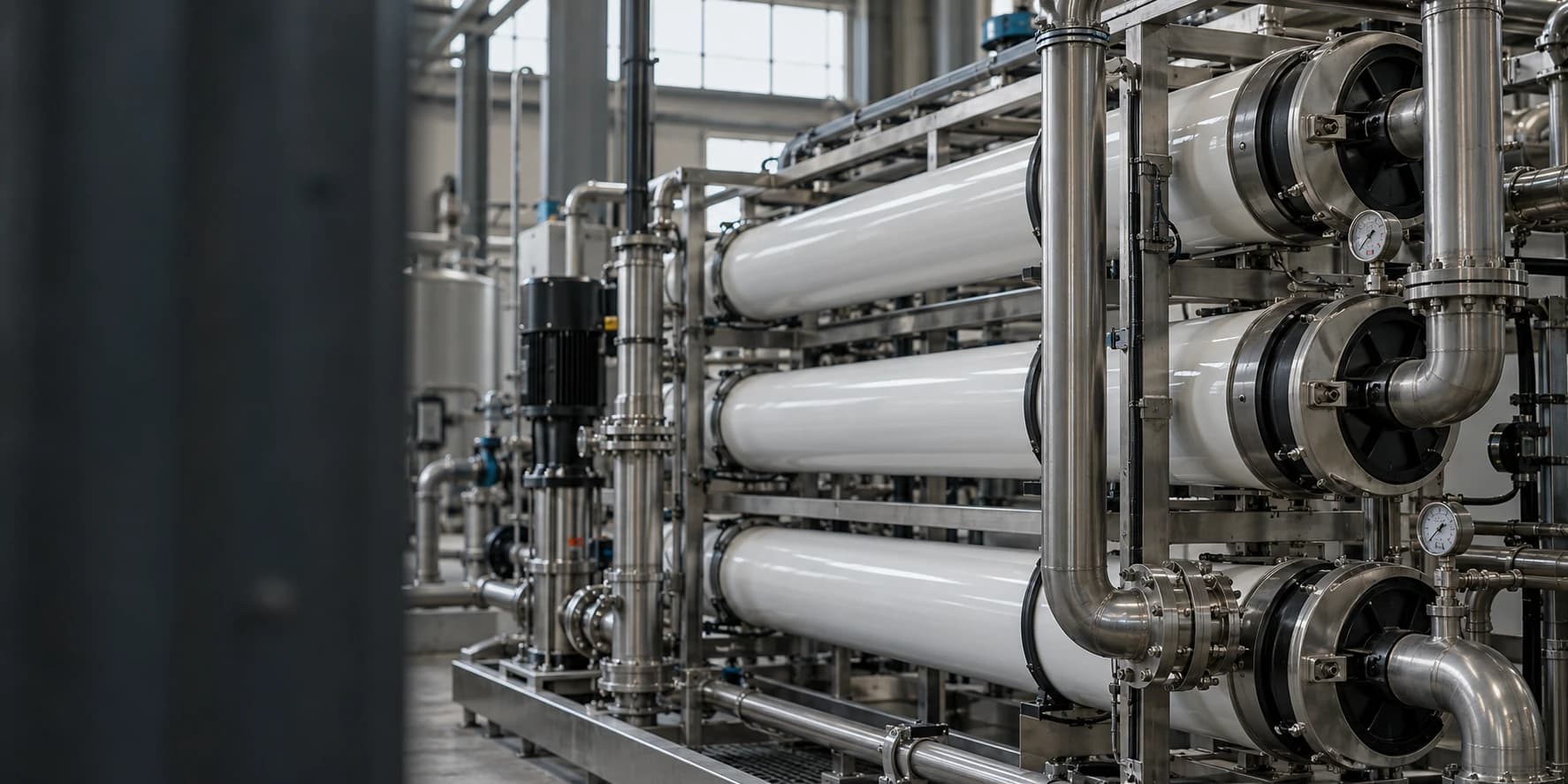 RO membrane vessels and industrial water-process pipework