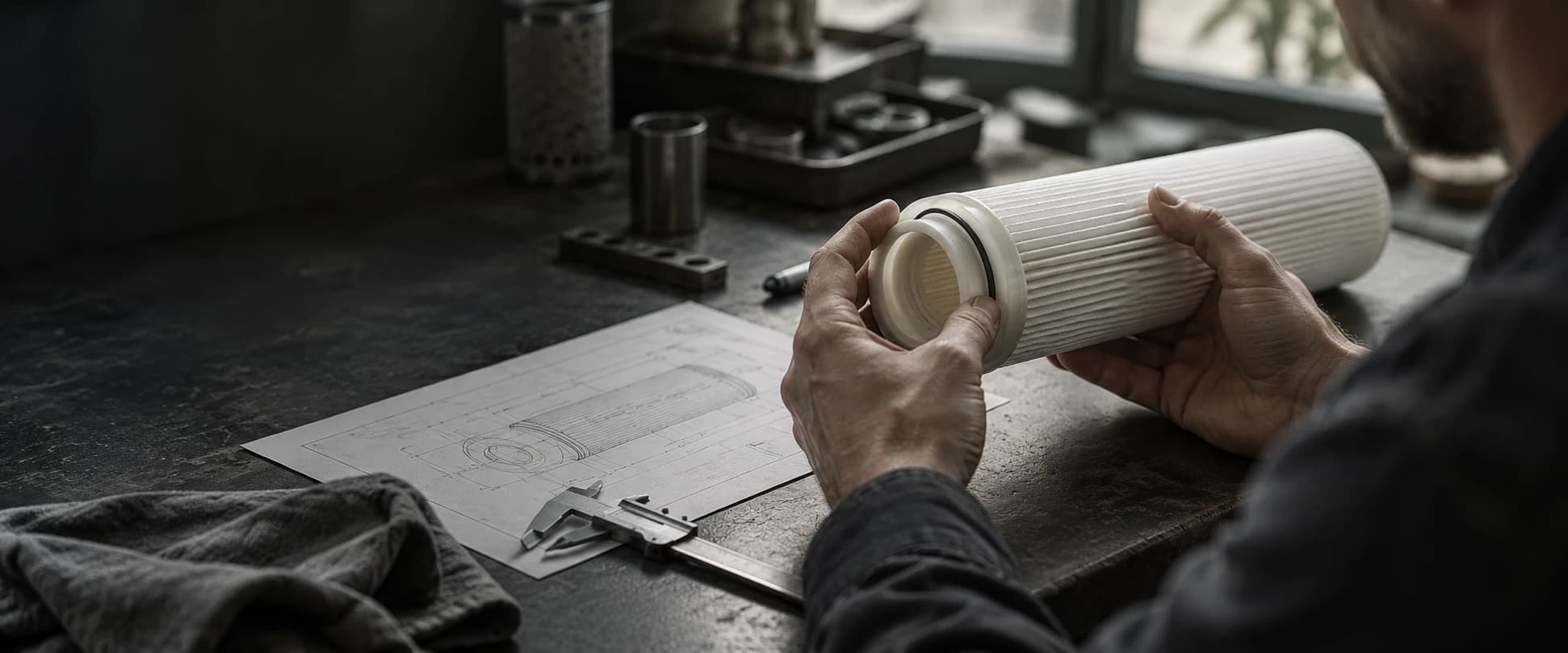 Reviewing a cartridge connection alongside a dimensional drawing