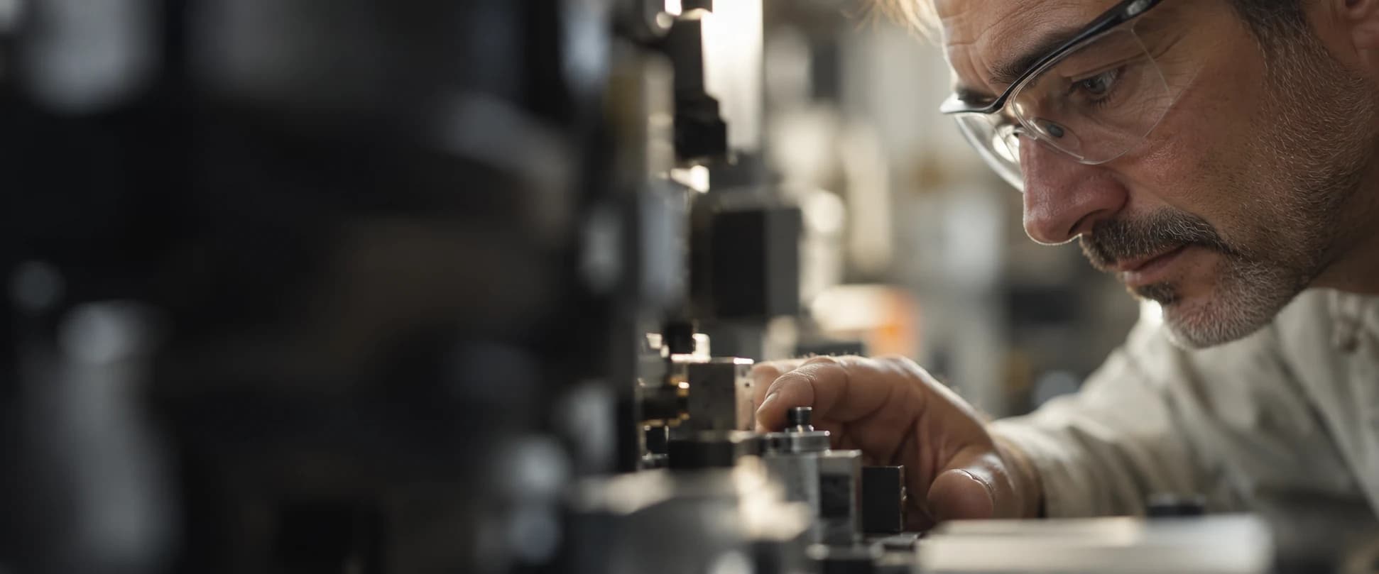 Technician concentrating on a precision task