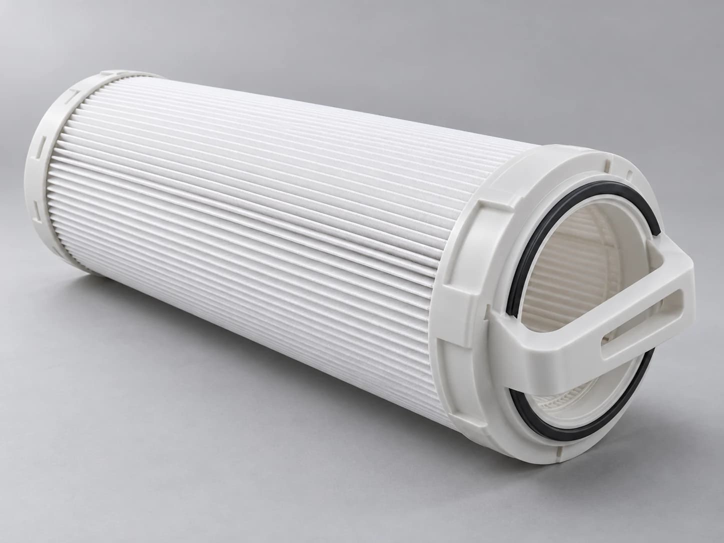 Large-diameter pleated cartridge with an end-cap handle