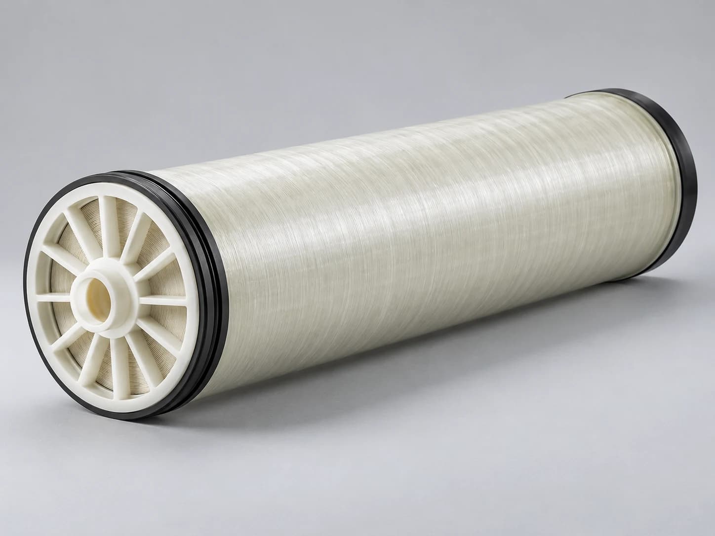 Spiral-wound membrane element with an ivory outer wrap